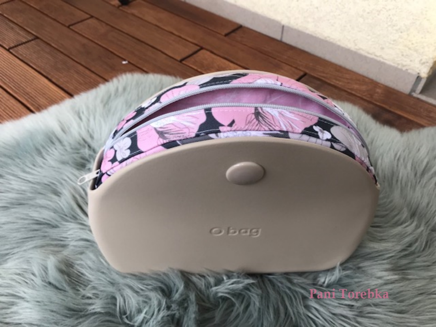 organizer na zamek obag moonlight wzor pink grey flower