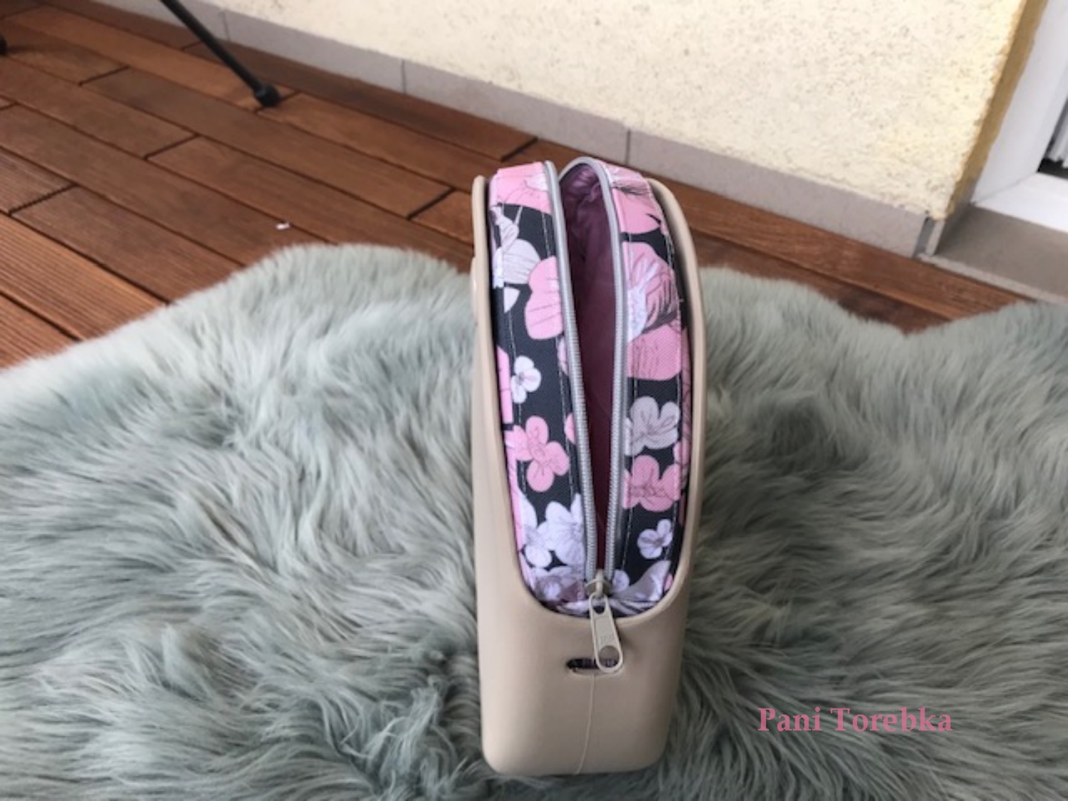 organizer na zamek obag moonlight wzor pink grey flower