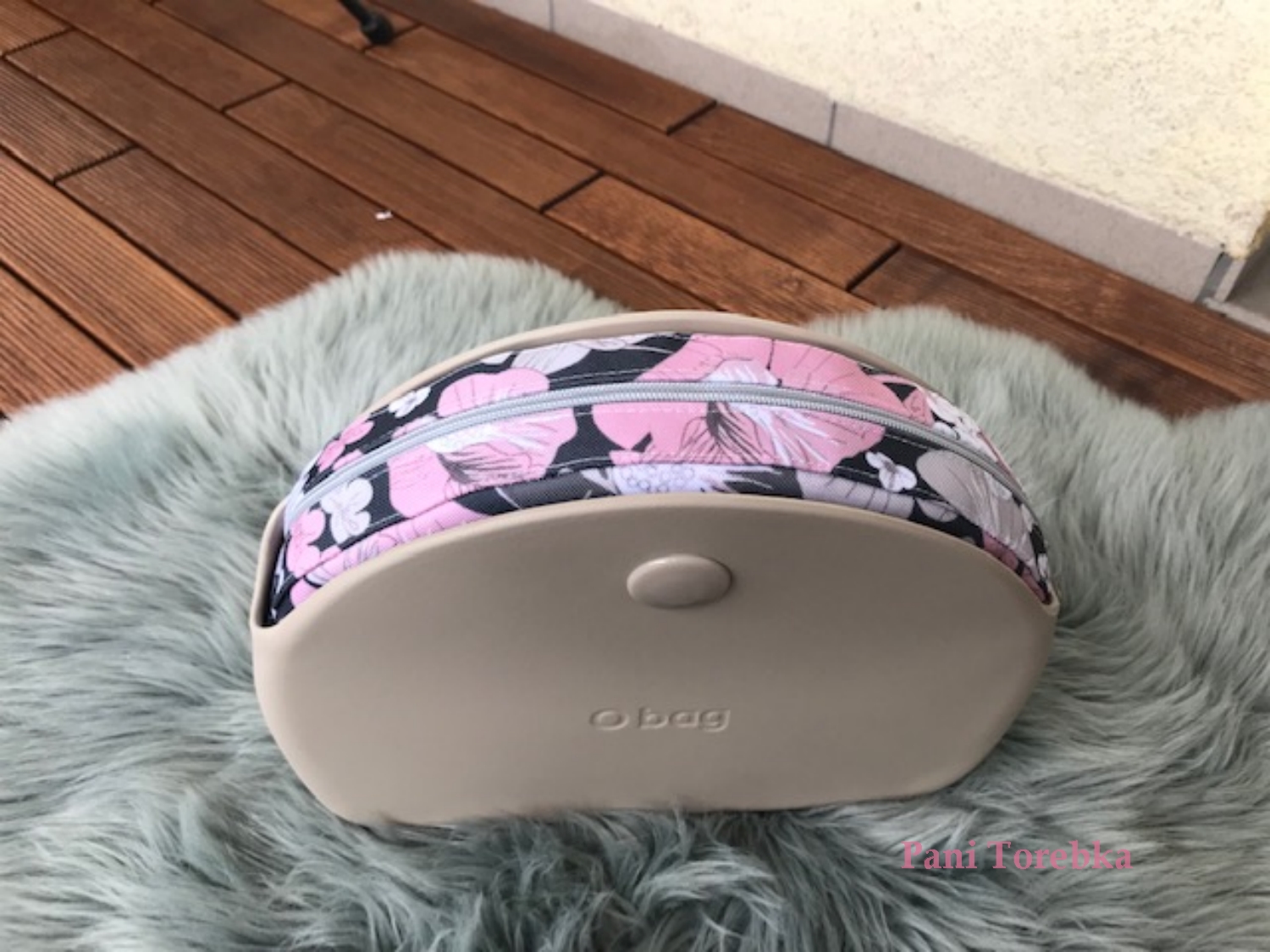 organizer na zamek obag moonlight wzor pink grey flower