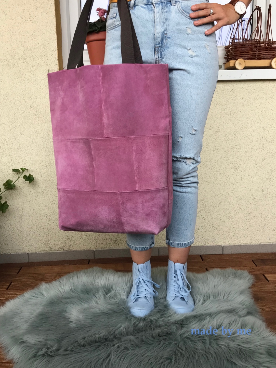 duza torba zamszowa shoper bag
