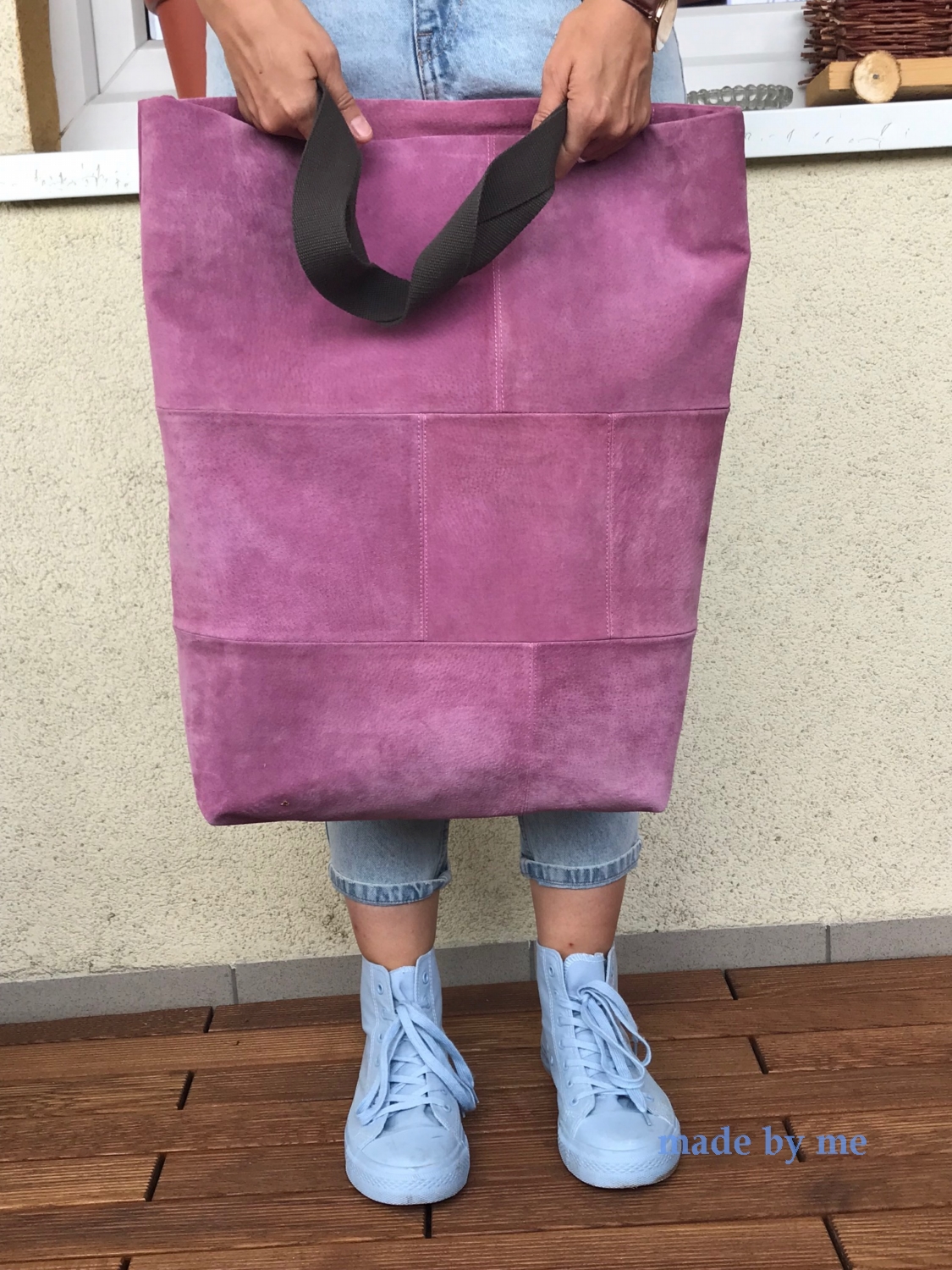 duza torba zamszowa shoper bag