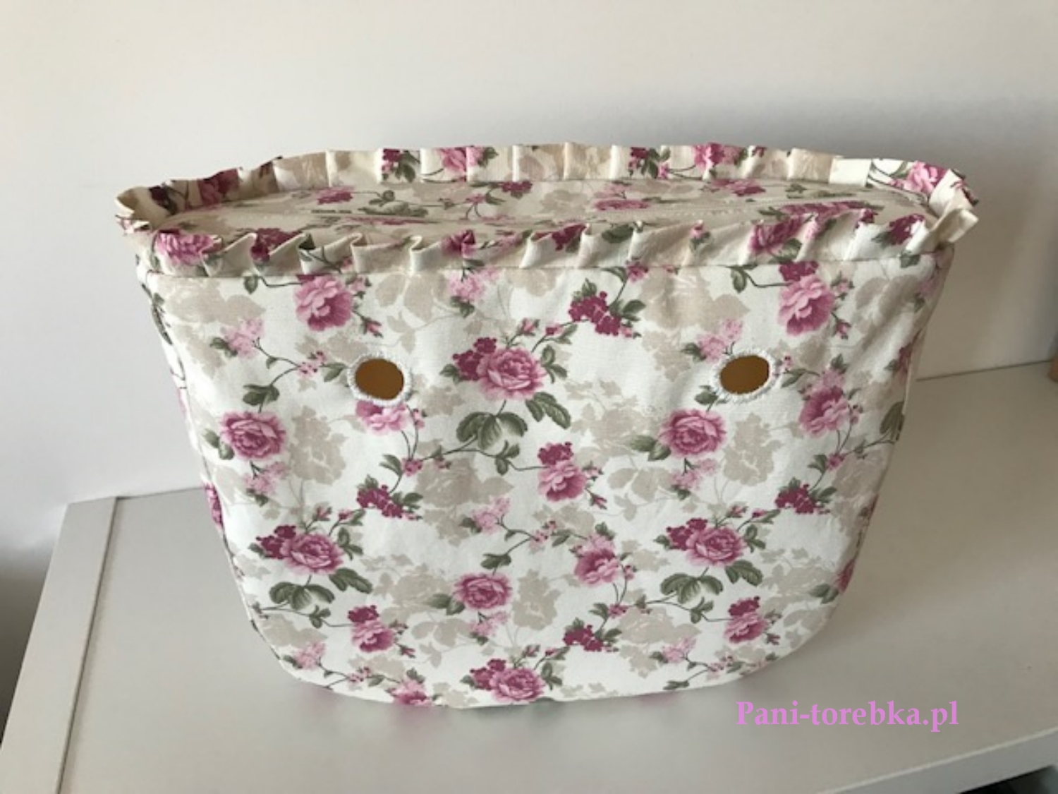 organizer na zamek obag mini drobne kwiatki falbanka