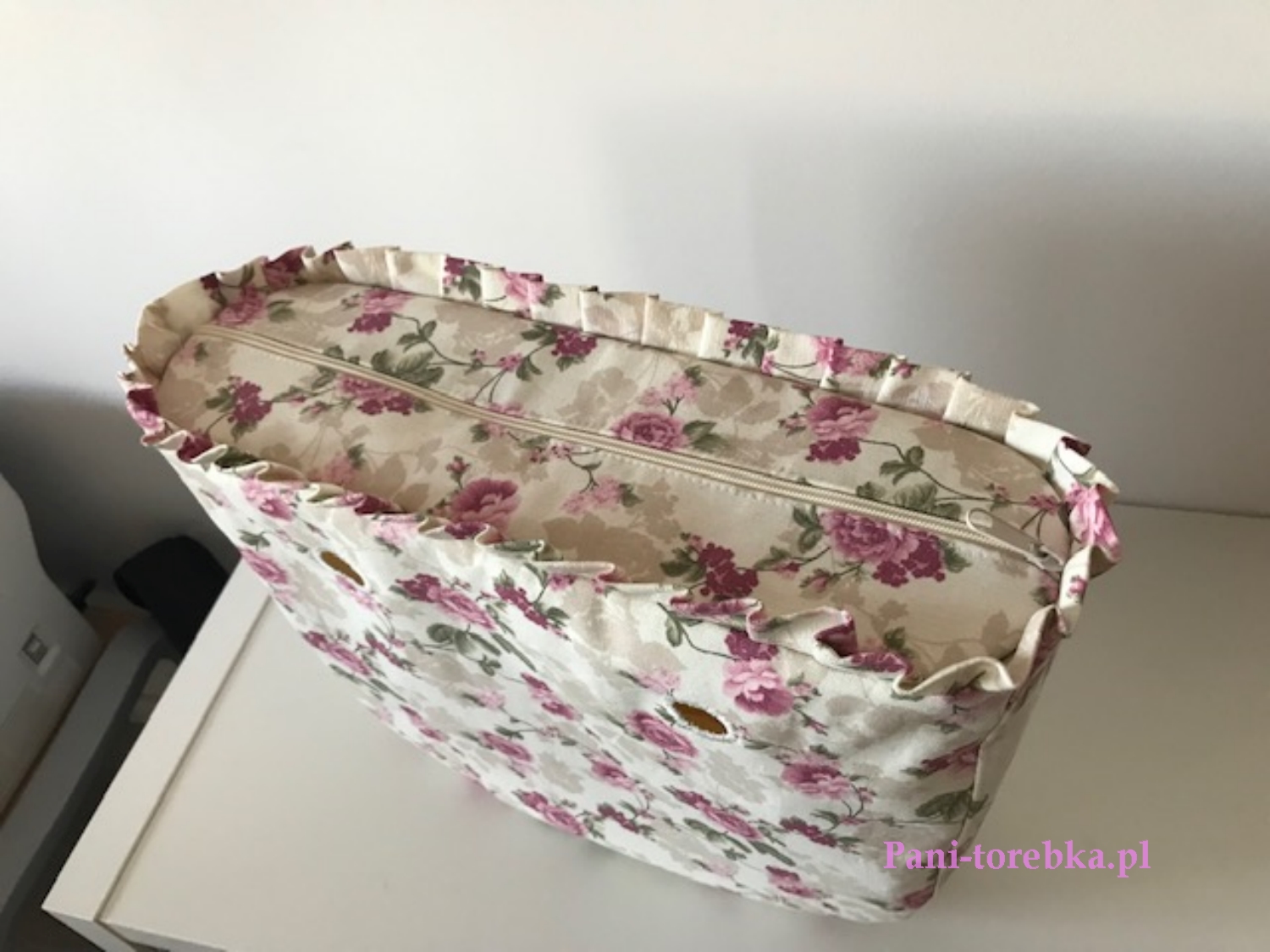 organizer na zamek obag mini drobne kwiatki falbanka