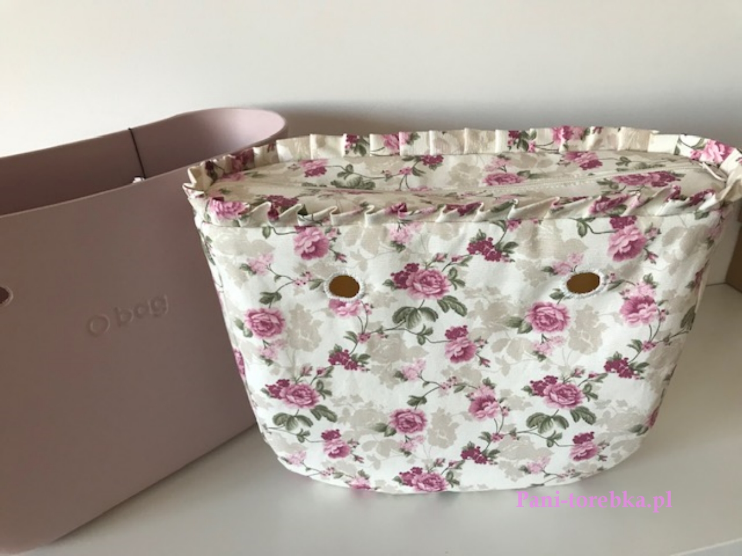 organizer na zamek obag mini drobne kwiatki falbanka