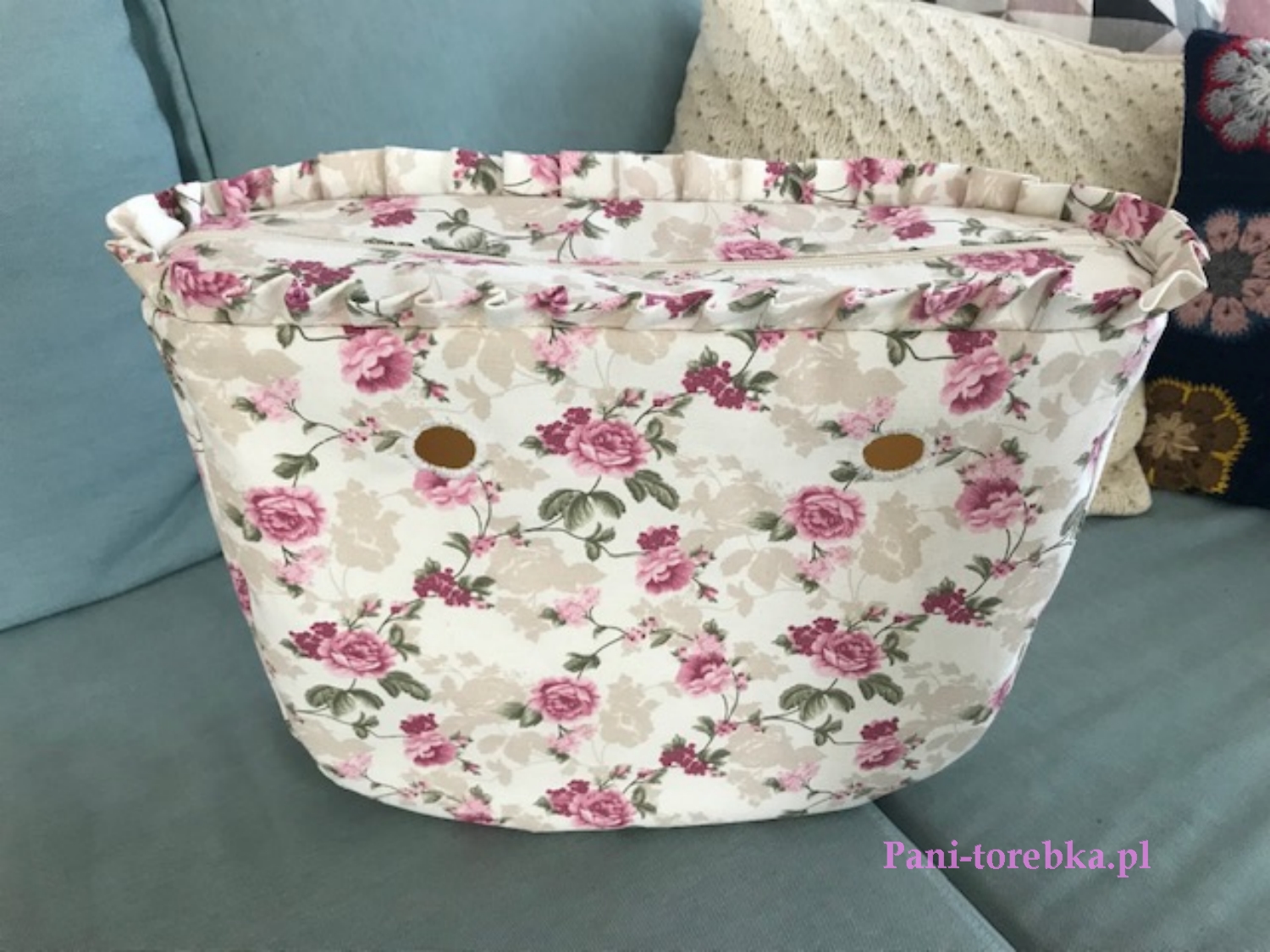 organizer na zamek obag mini drobne kwiatki falbanka