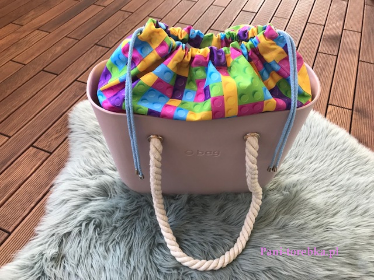 komin do torebki obag standard wzór klocki lego