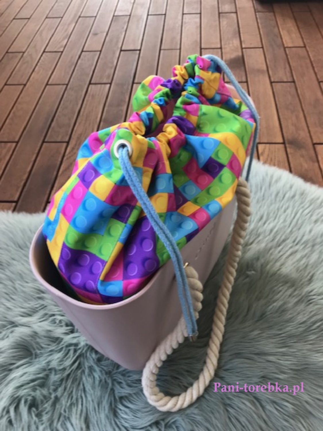 komin do torebki obag standard wzór klocki lego