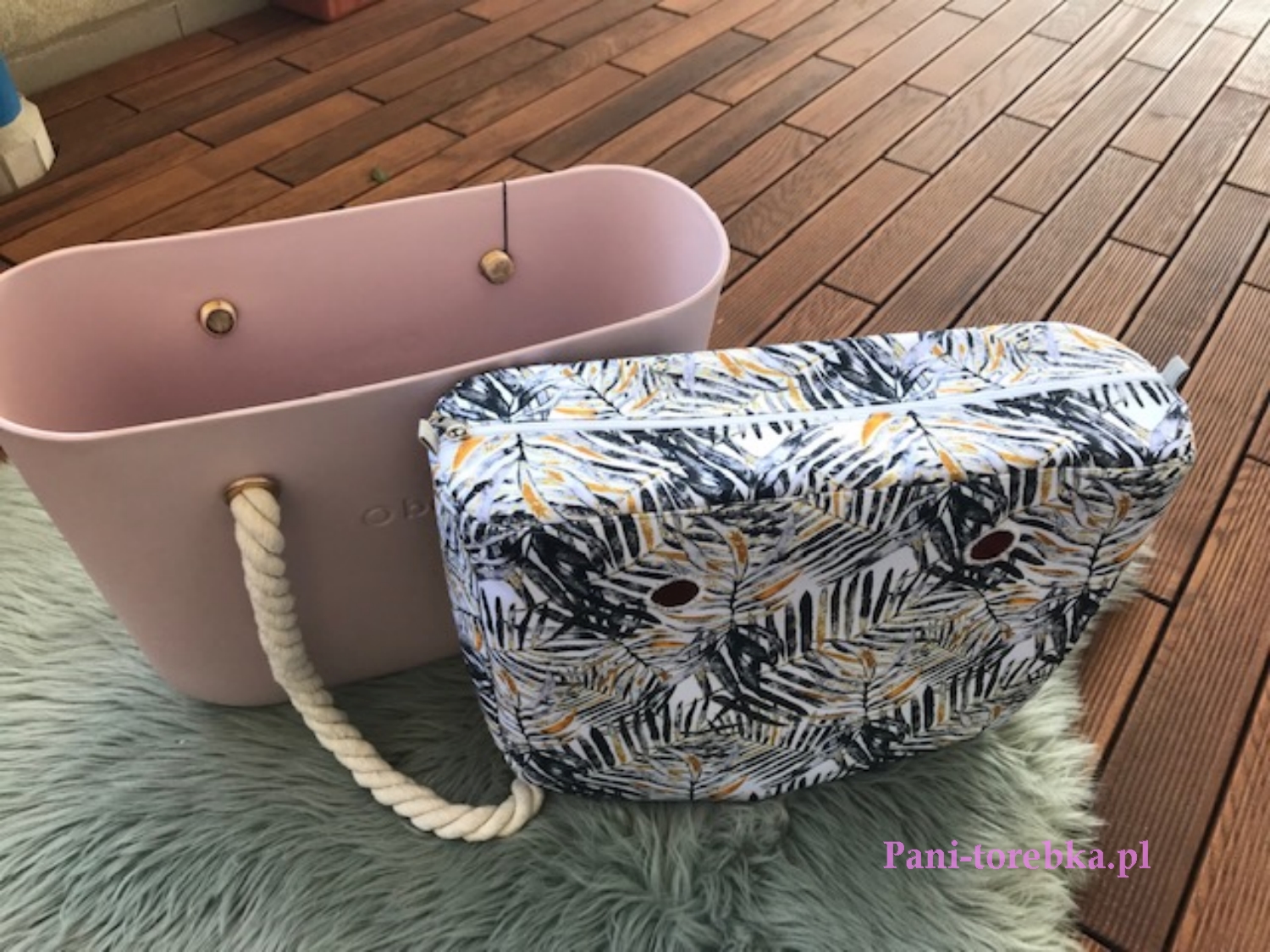 organizer obag standard wzór szaro-złote liście