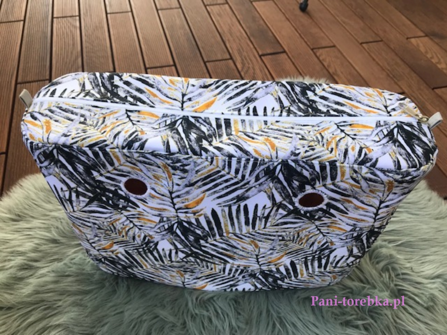 organizer obag standard wzór szaro-złote liście