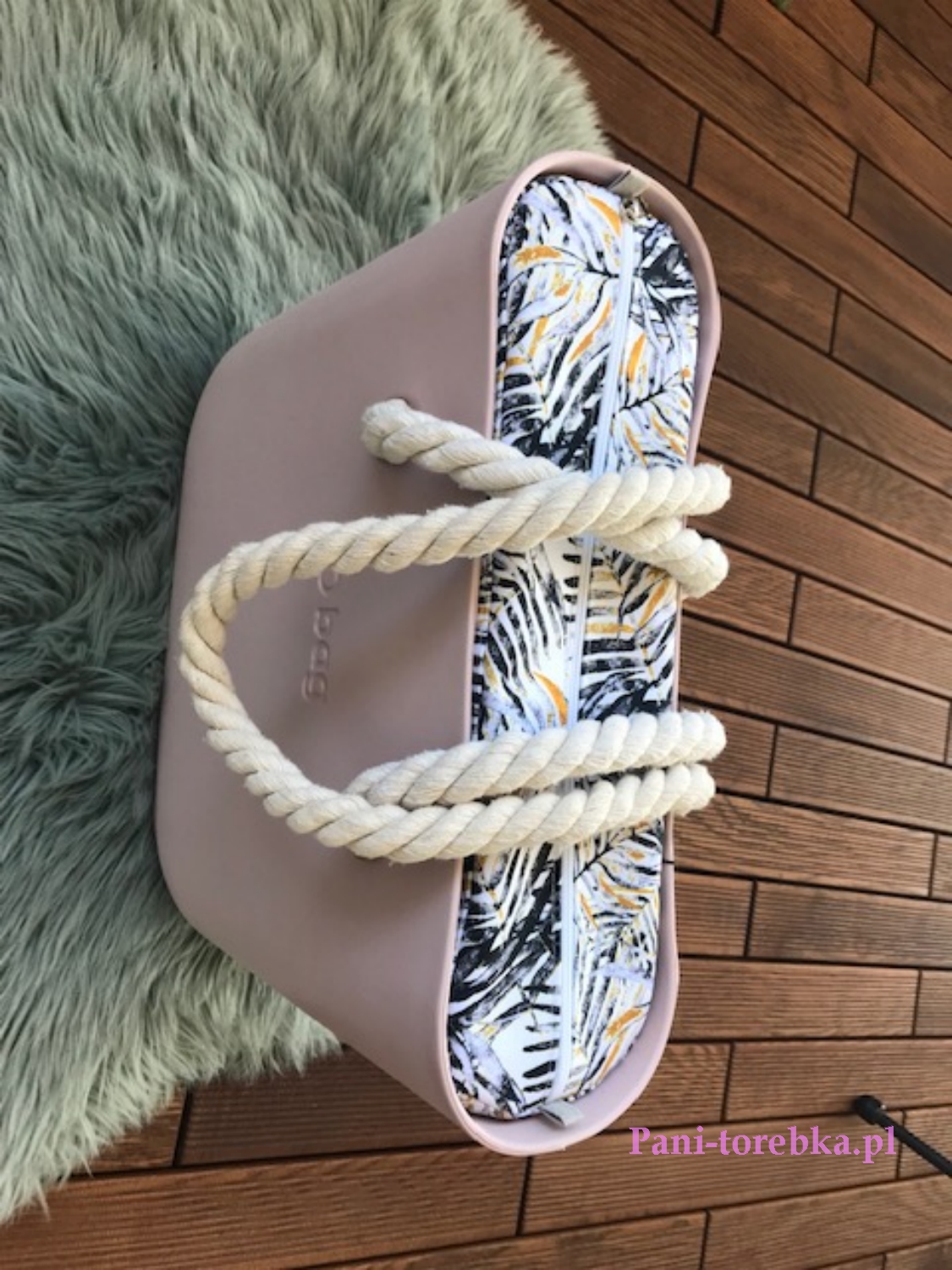 organizer obag standard wzór szaro-złote liście