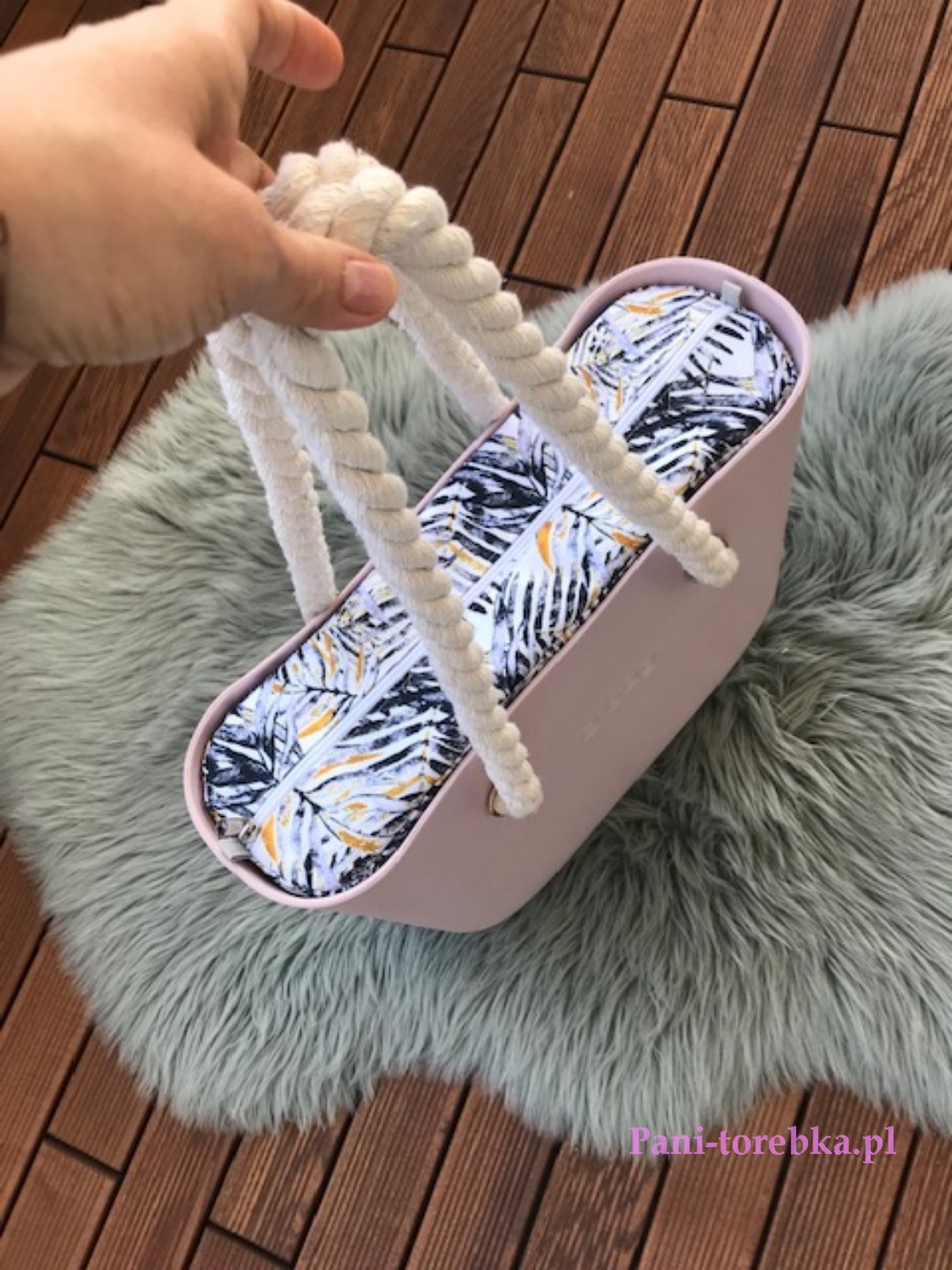 organizer obag standard wzór szaro-złote liście