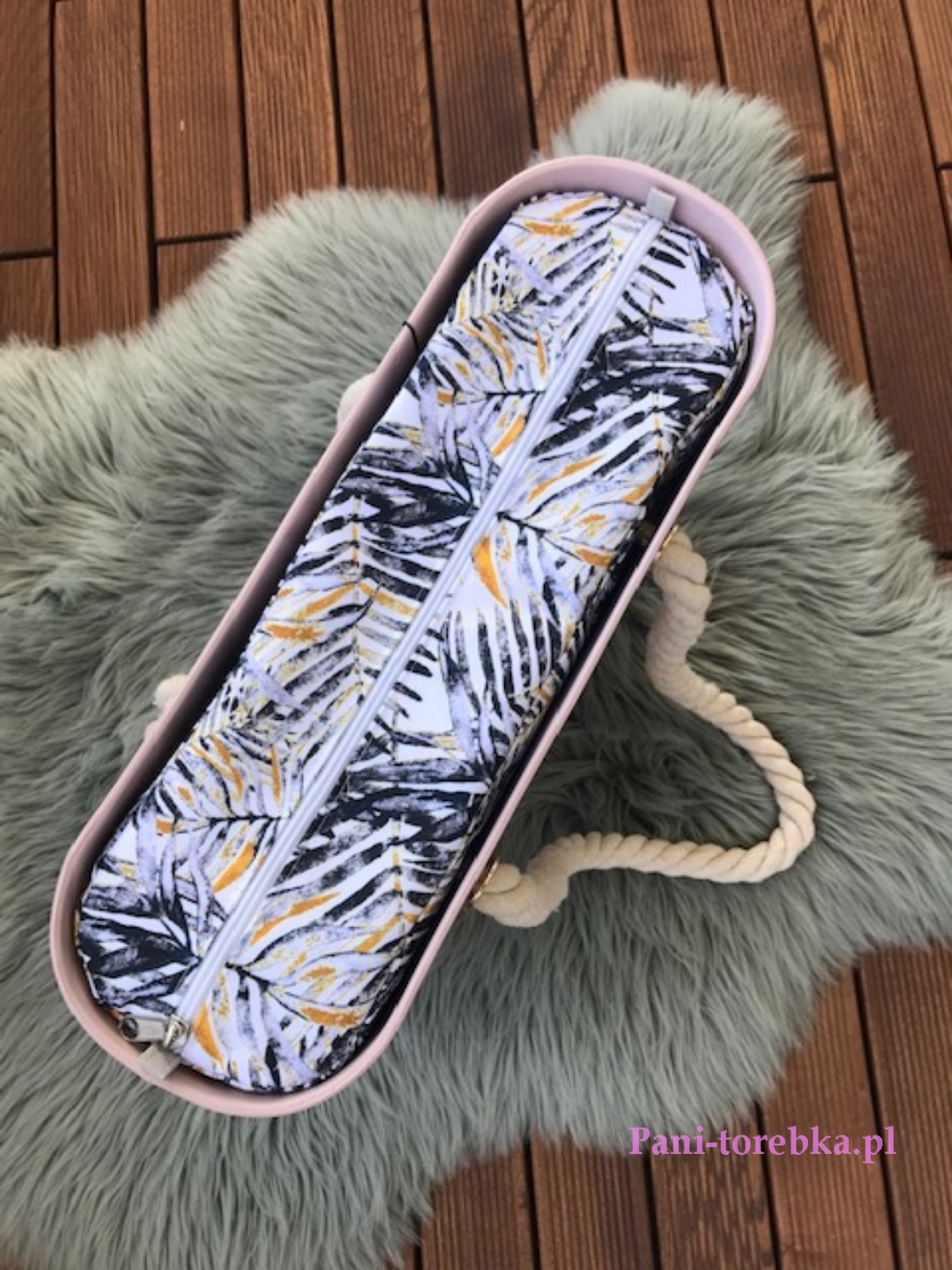 organizer obag standard wzór szaro-złote liście