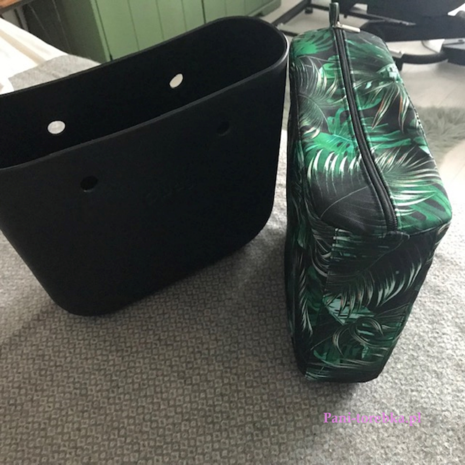 organizer na zamek obag mini liscie zielone