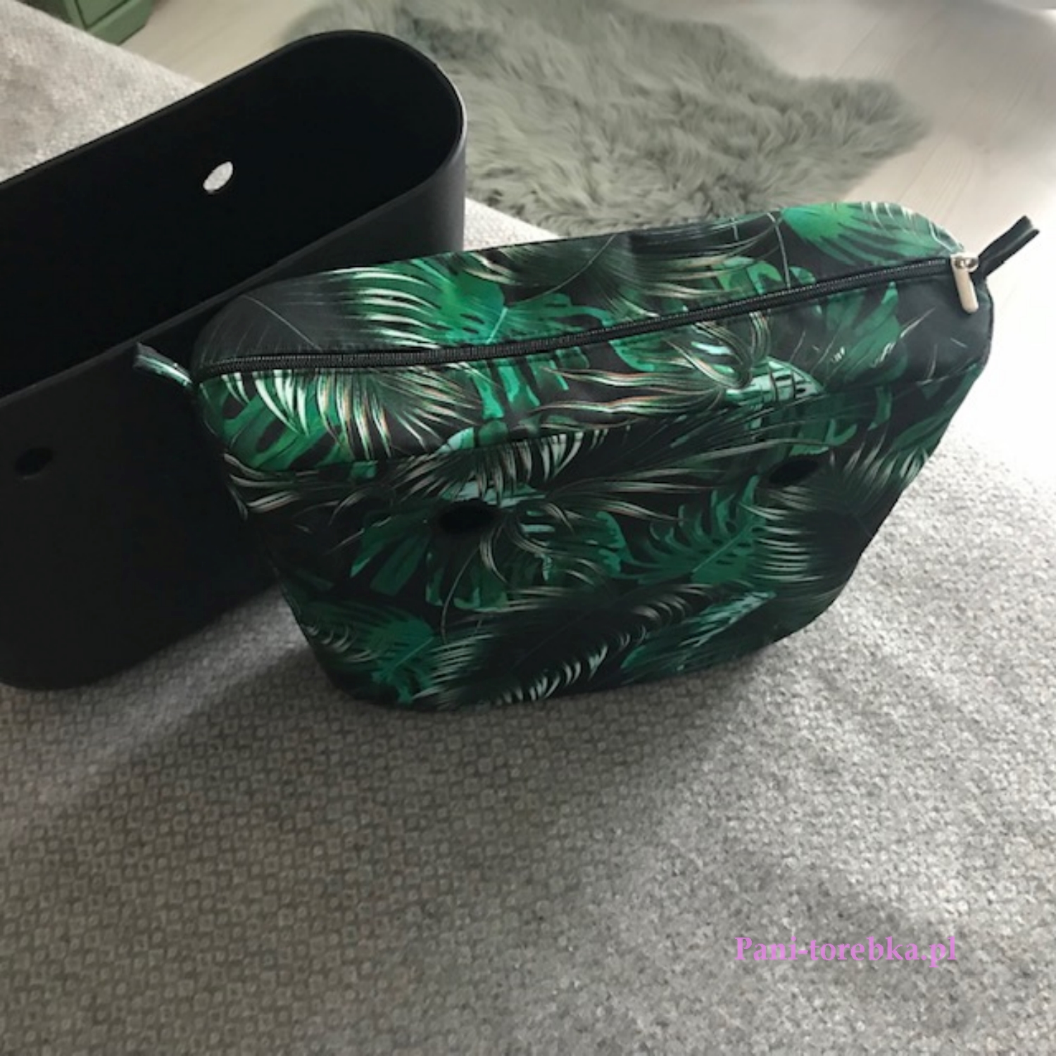 organizer na zamek obag mini liscie zielone