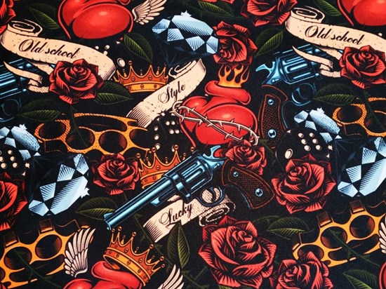 tkanina pistolety i róże