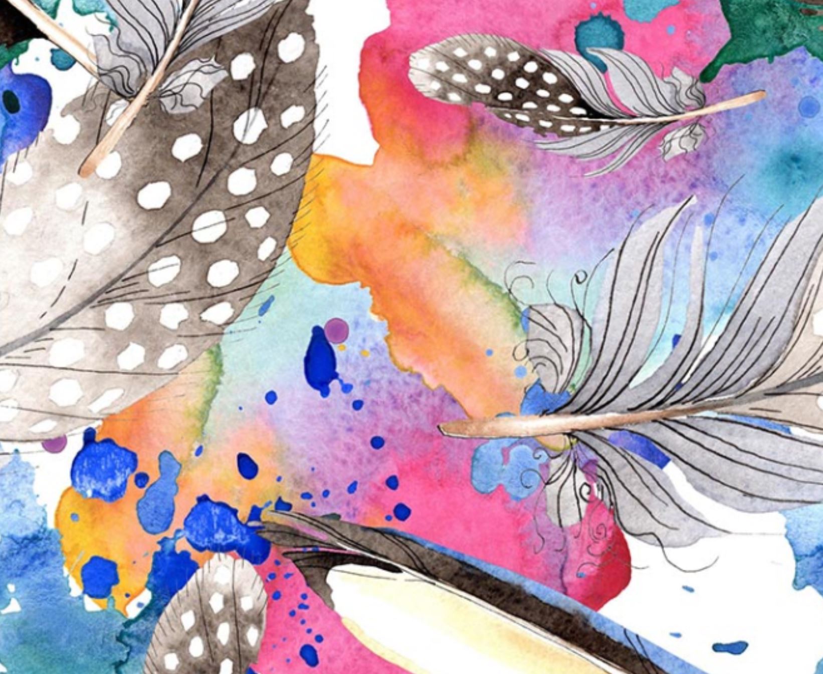 tkanina pióra akwarela pastel