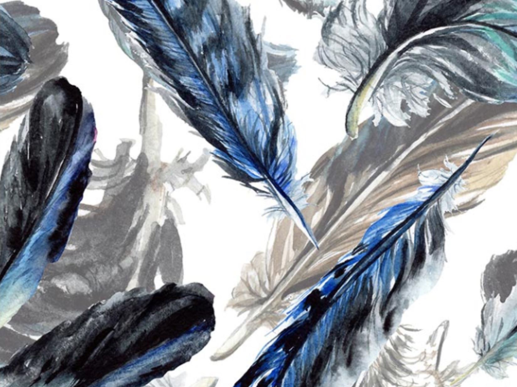 tkanina niebieskie pióra