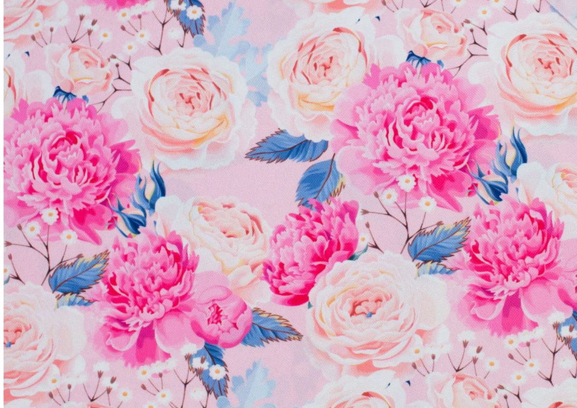 tkanina piwonie i róże
