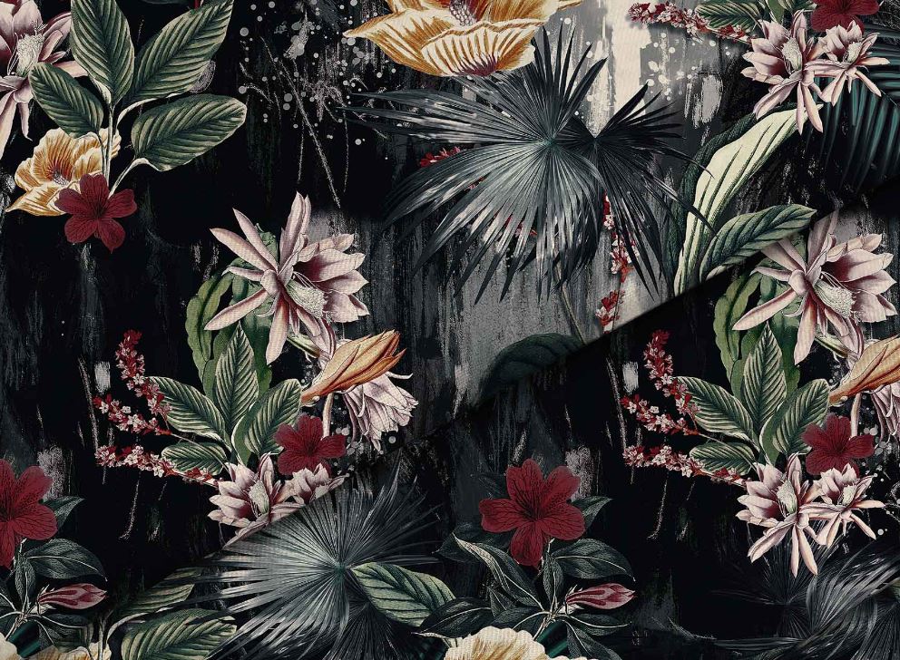 tkanina czarna dżungla