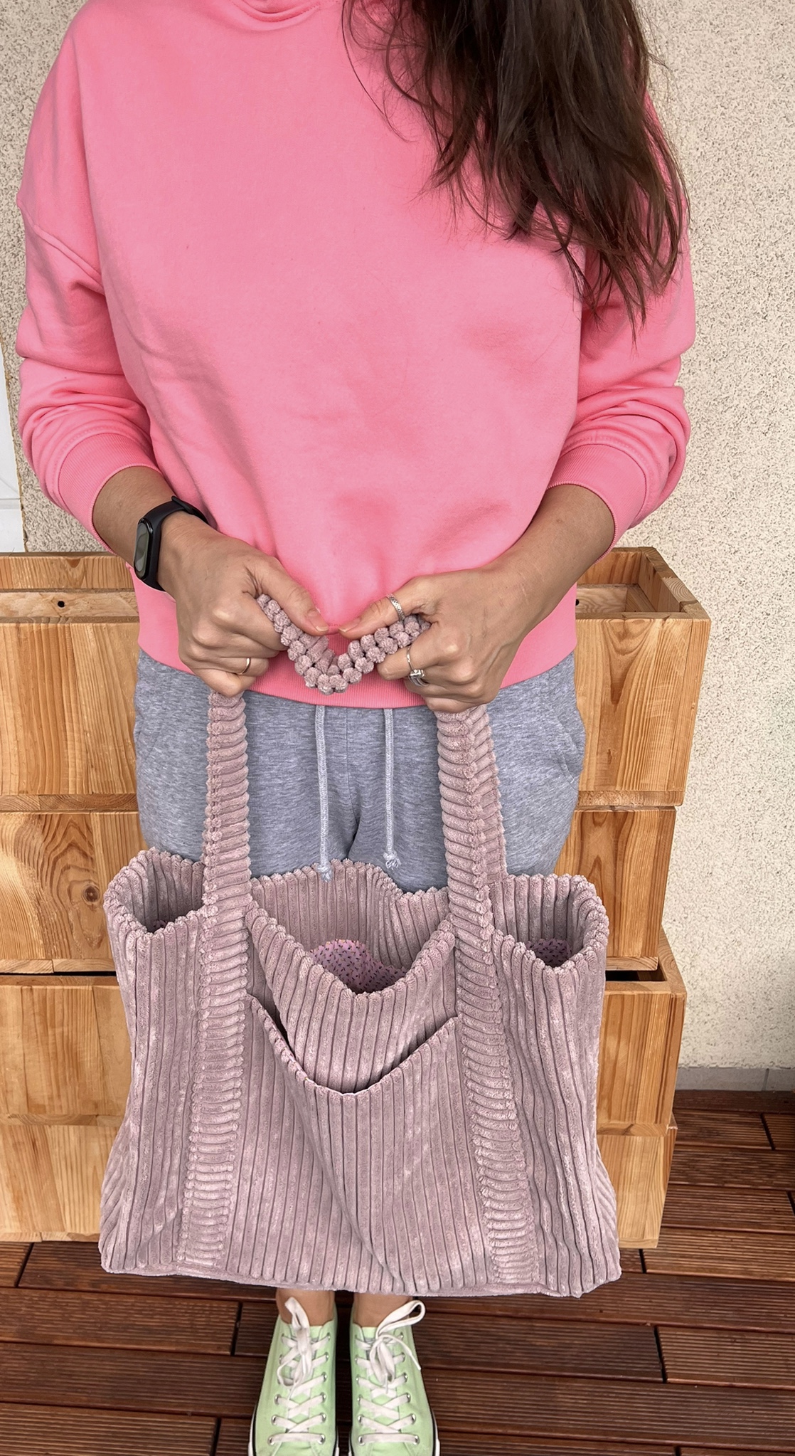 shopper bag sztruksowa brudny róż