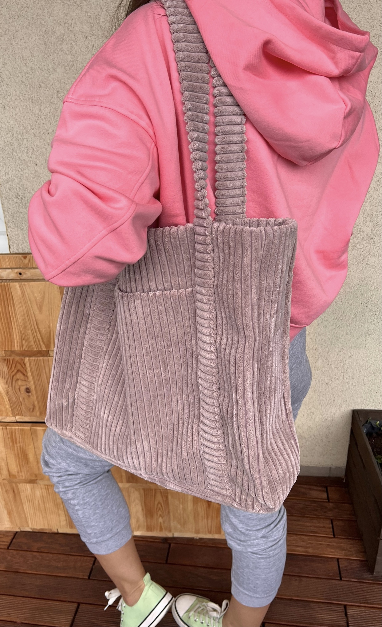 shopper bag sztruksowa brudny róż