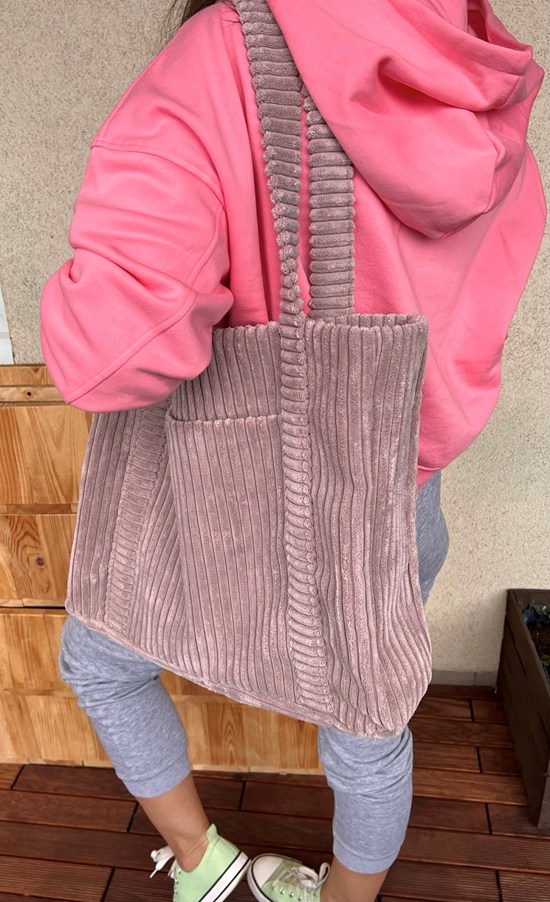 shopper bag sztruksowa brudny róż
