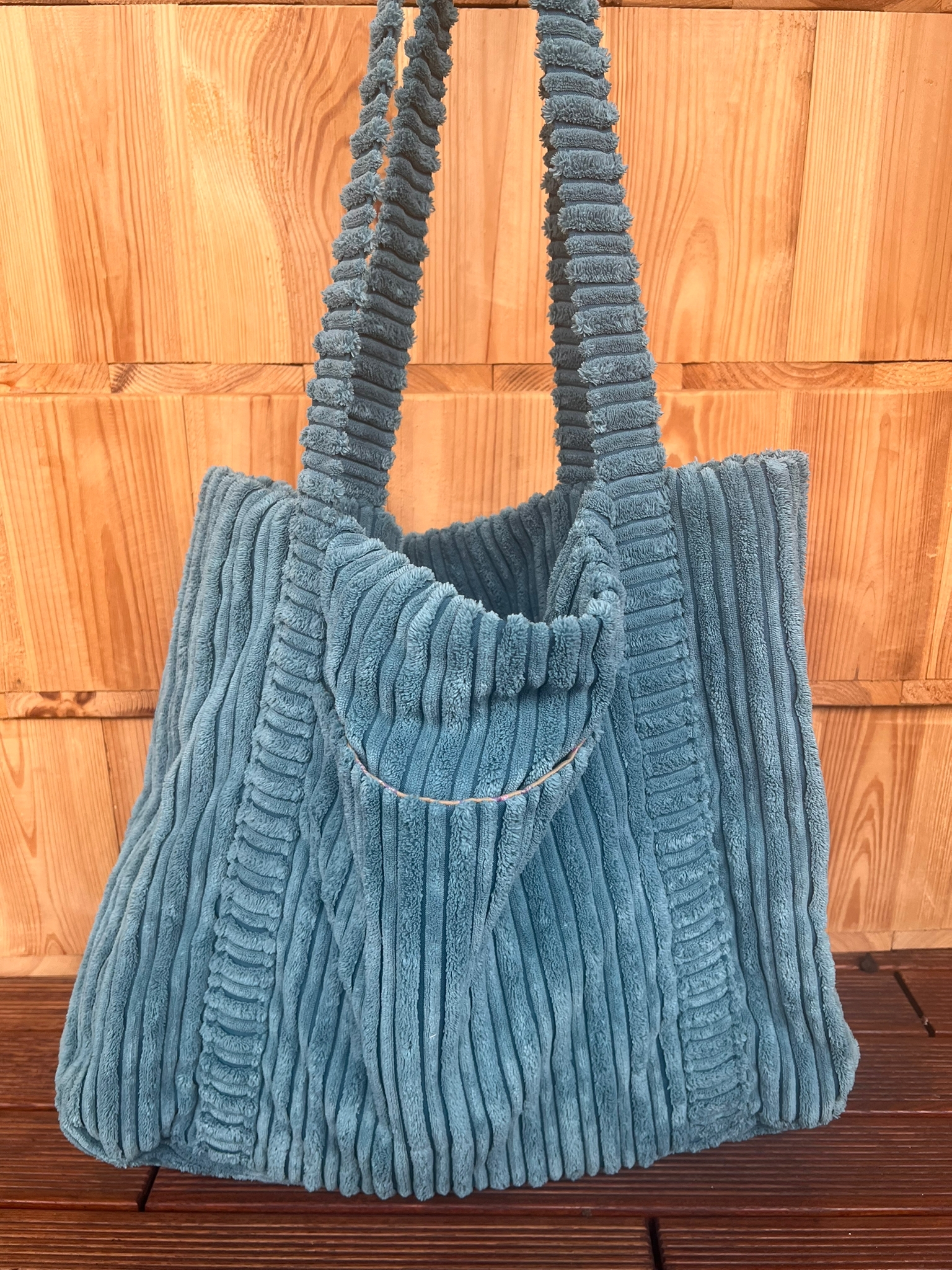 shopper bag sztruksowa turkusowy