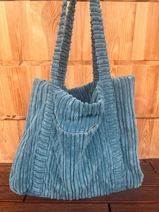 shopper bag sztruksowa turkusowy