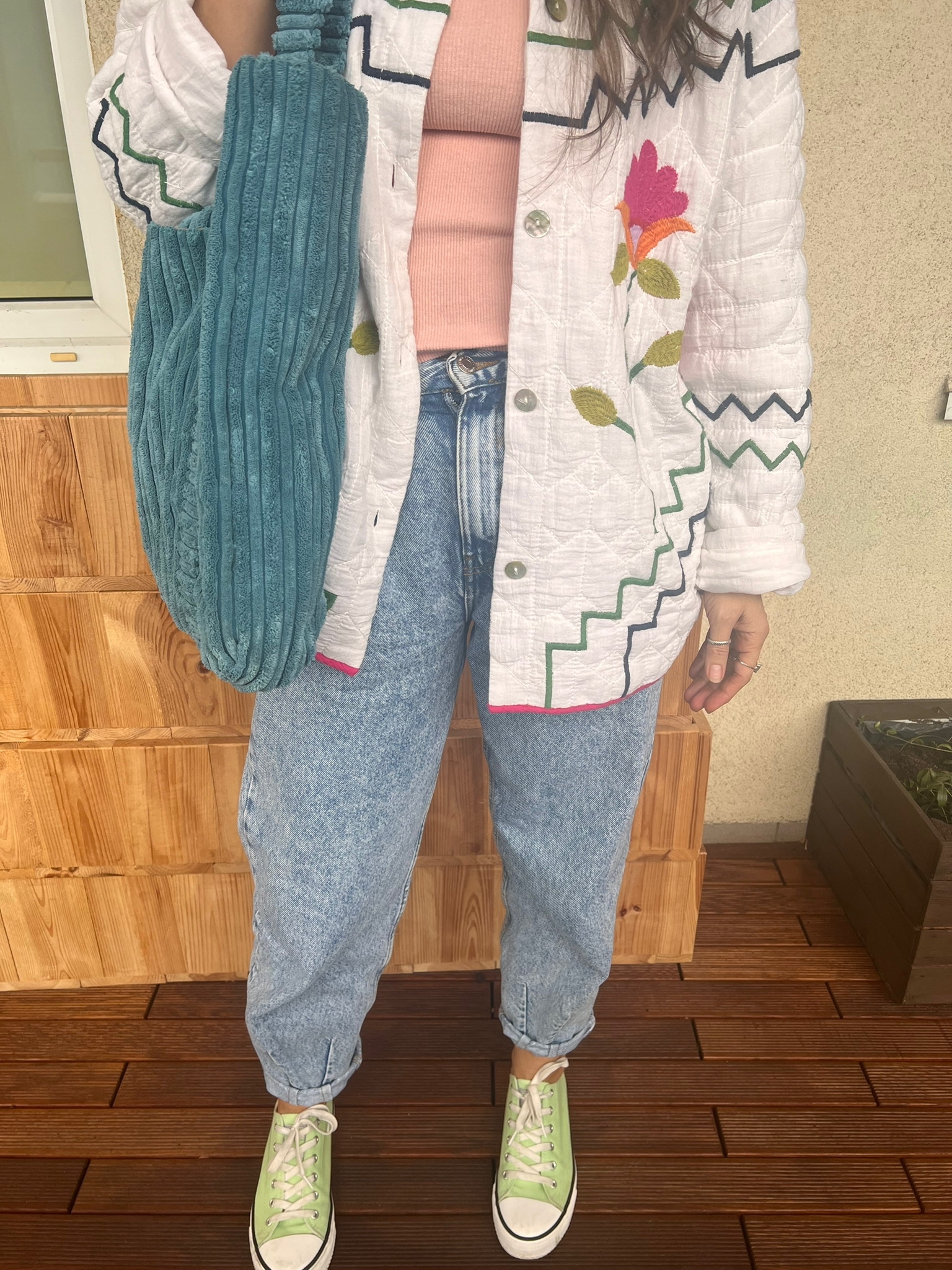 shopper bag sztruksowa turkusowy