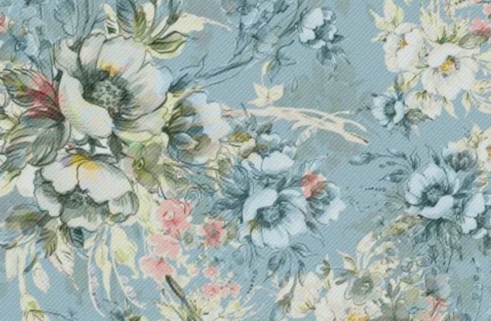 tkanina niebieski bukiet pastel