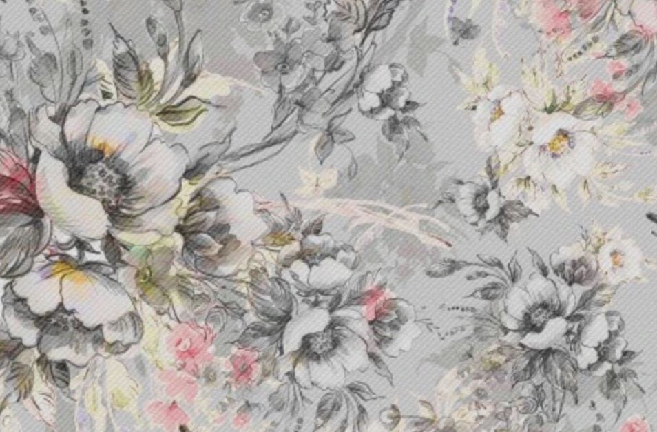 tkanina szary bukiet pastel