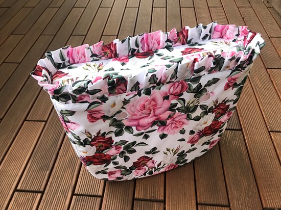 organizer obag mini plus falbanka róże na białym