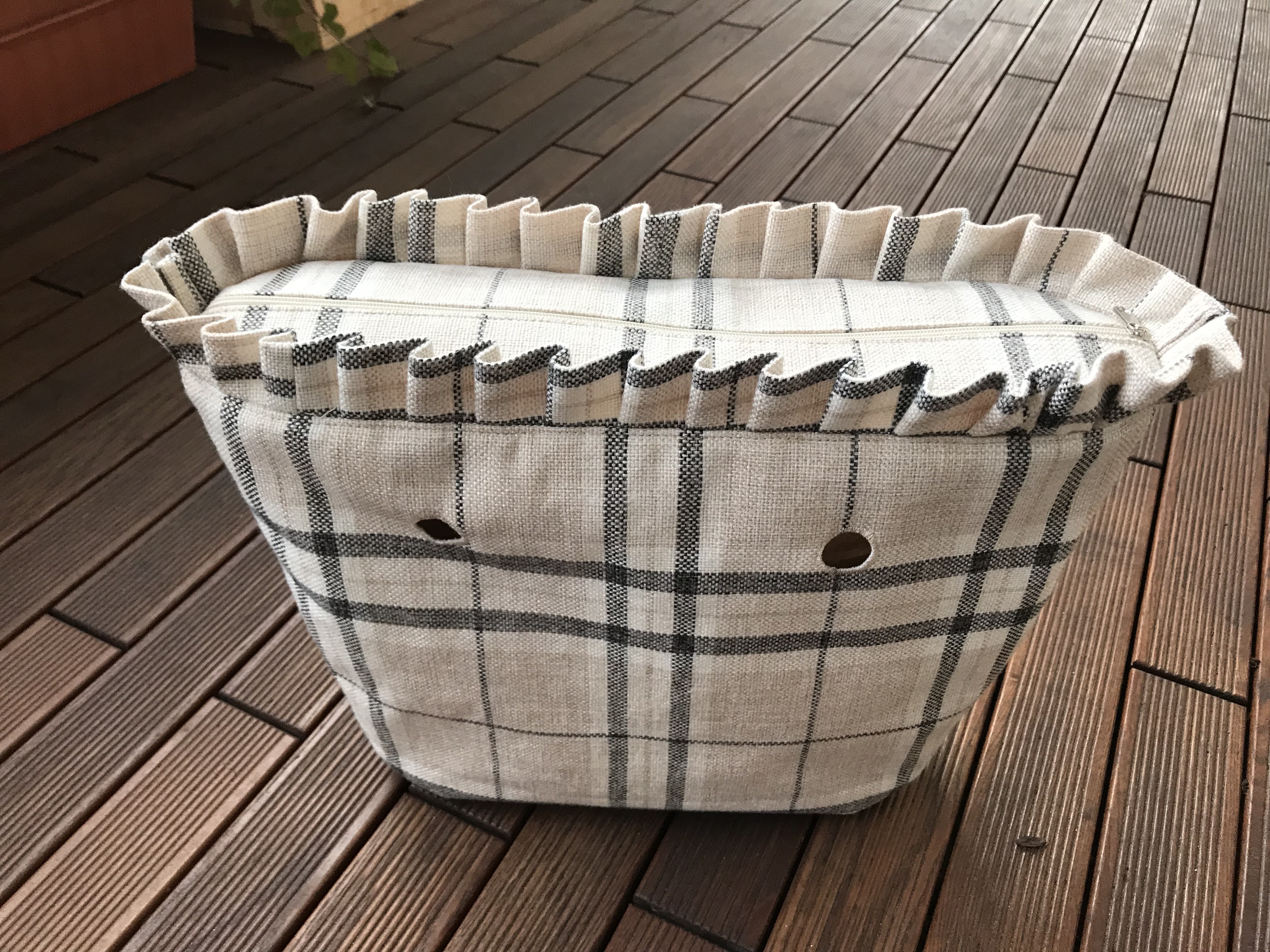 organizer obag urban duży plus falbanka kratka beż