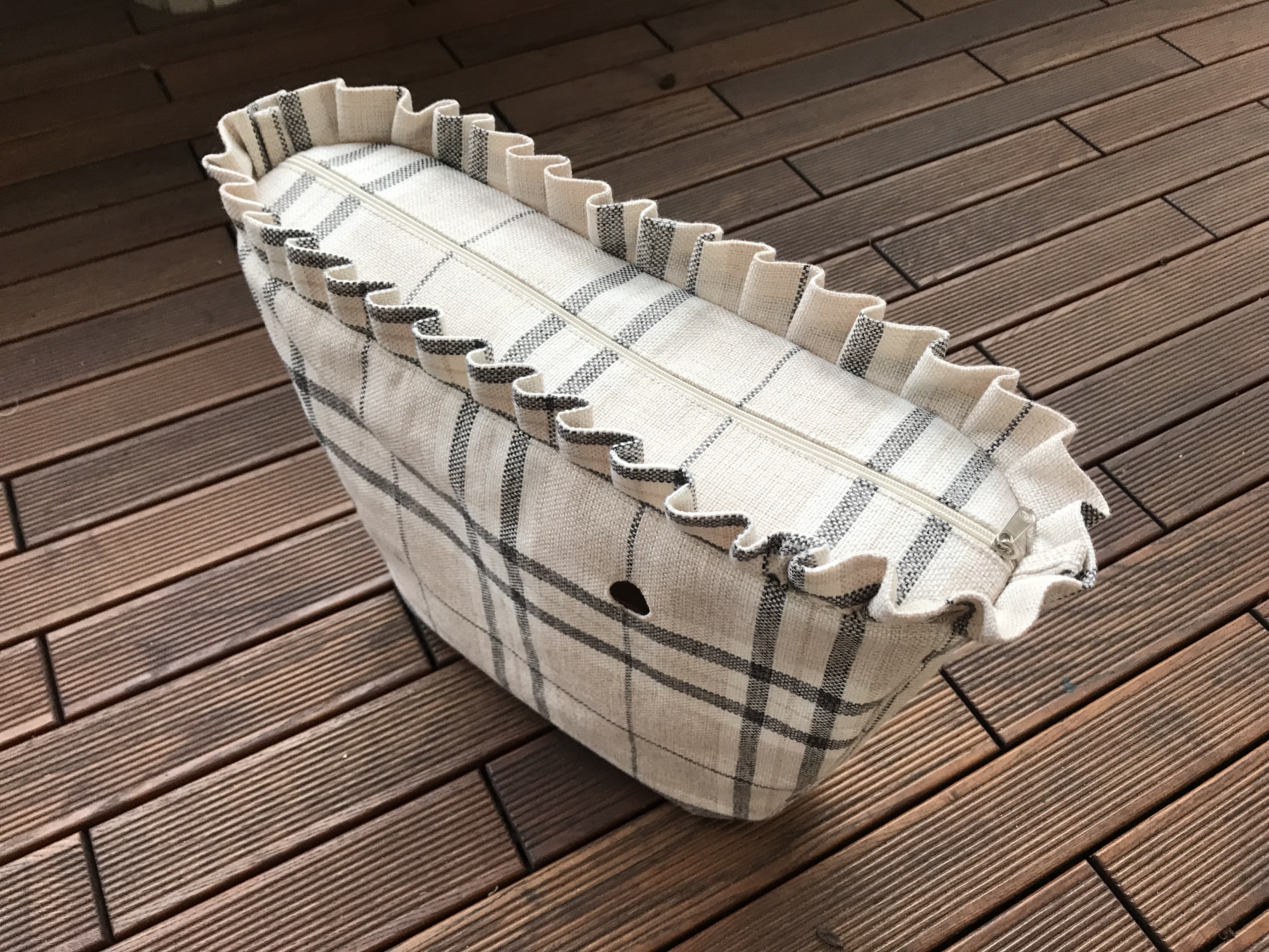 organizer obag urban duży plus falbanka kratka beż