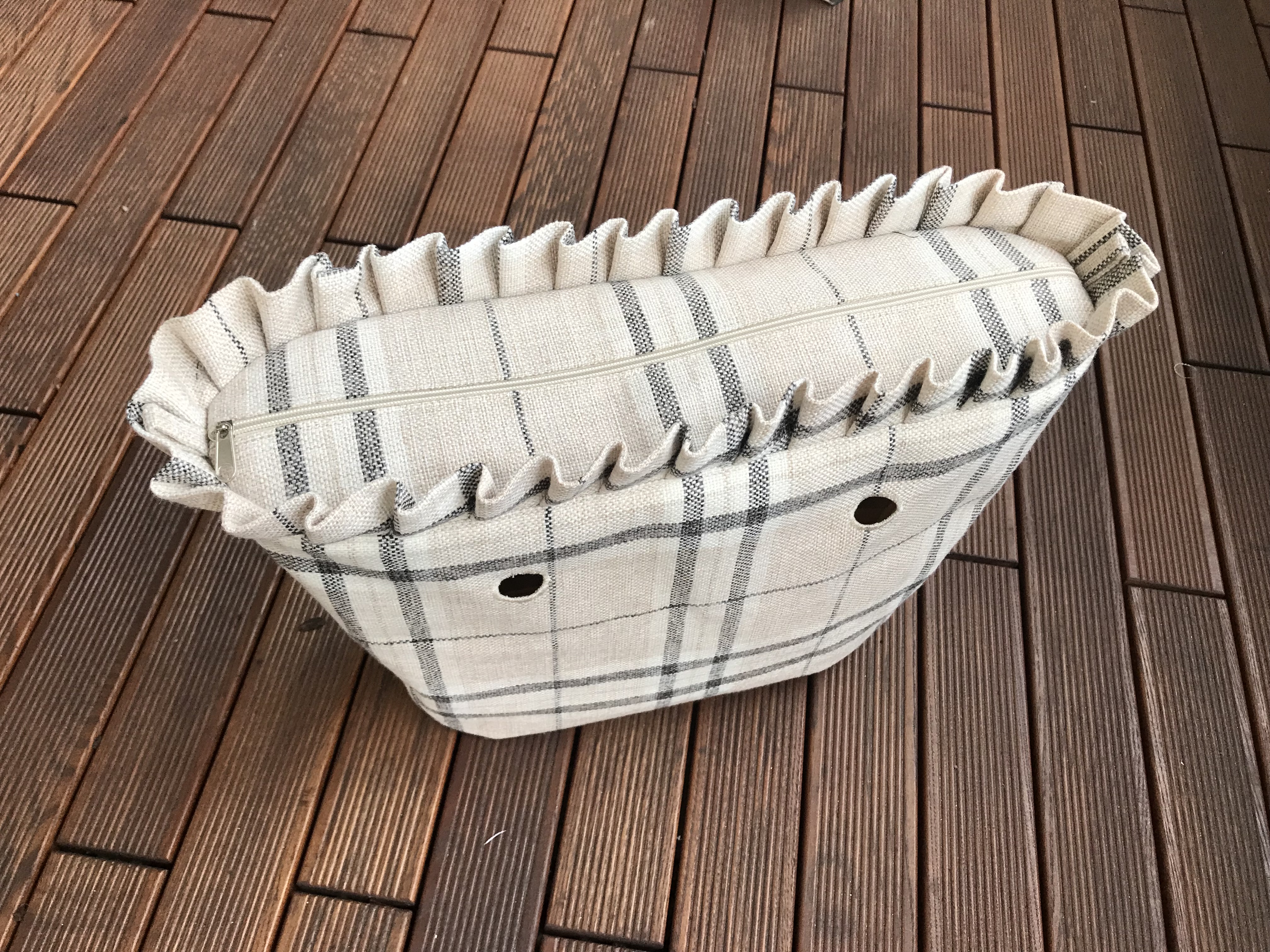 organizer obag urban duży plus falbanka kratka beż