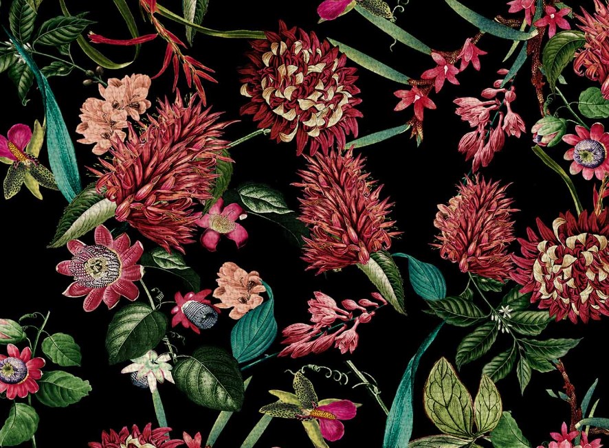 tkanina czerwona dżungla